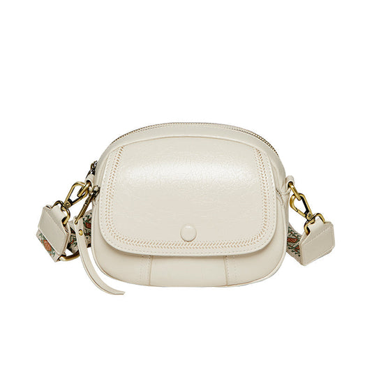 White Stitch Saddle Shoulder Bag-0