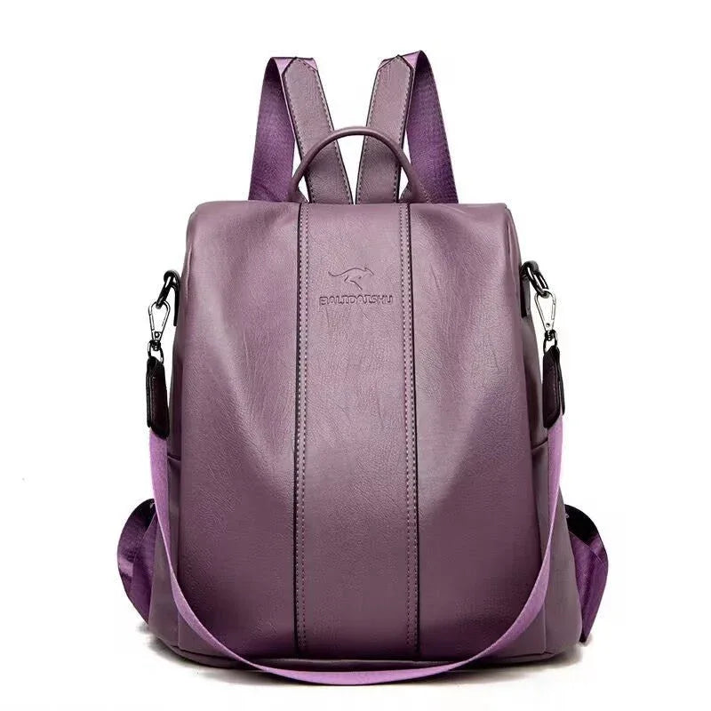 Women's Large Capacity Backpack Soft Leather Travel Bag