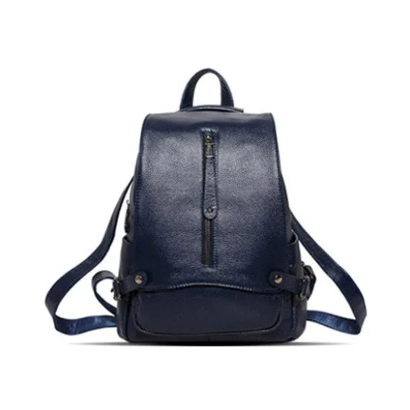 Women's Leather Backpack With Unique Zipper Design
