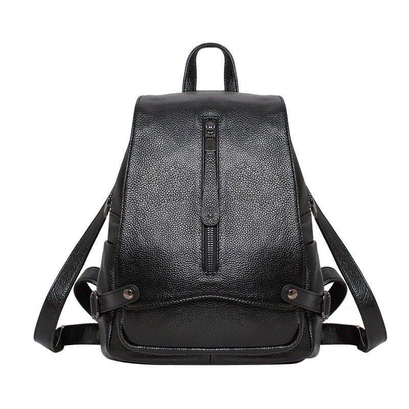 Women's Leather Backpack With Unique Zipper Design