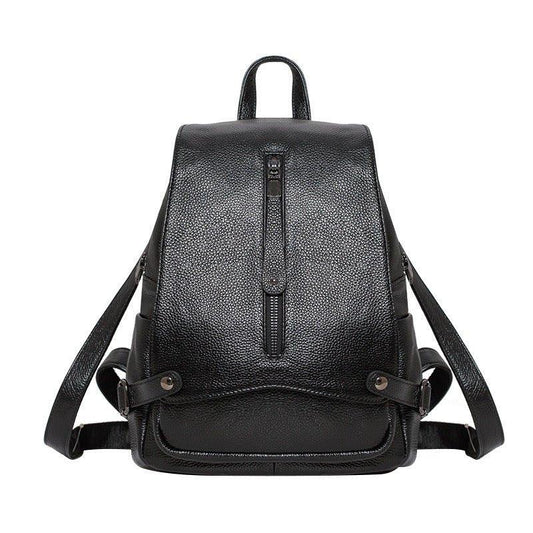 Women's Leather Backpack With Unique Zipper Design