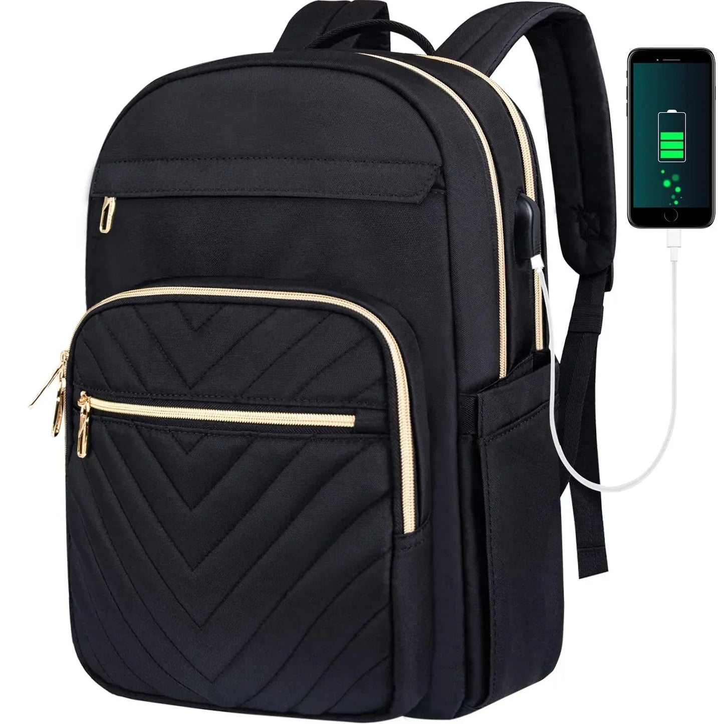 Women's Oxford Cloth USB Charging Business Work School Student Backpack